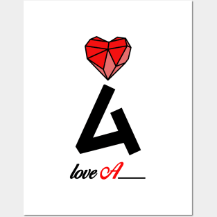 Initial love letter A for valentine Posters and Art